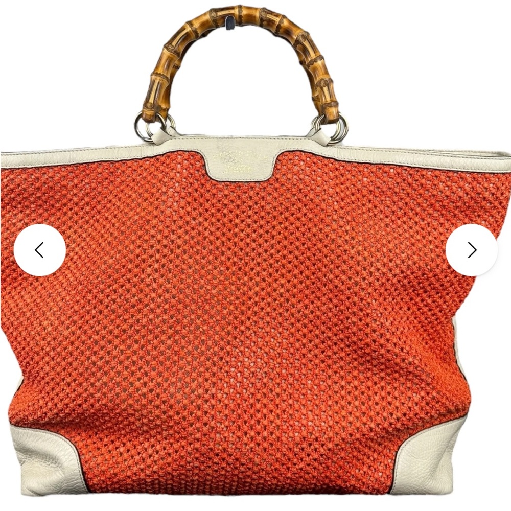 Gucci Orange and Cream Hobo Bag with Bamboo Handle